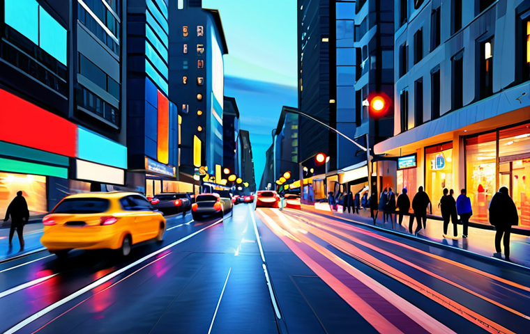 인상주의적 표현의 새로운 가능성 탐구 - Digital Impressionism - Urban Landscape**
"A vibrant, modern city street at dusk, captured in a dig...
