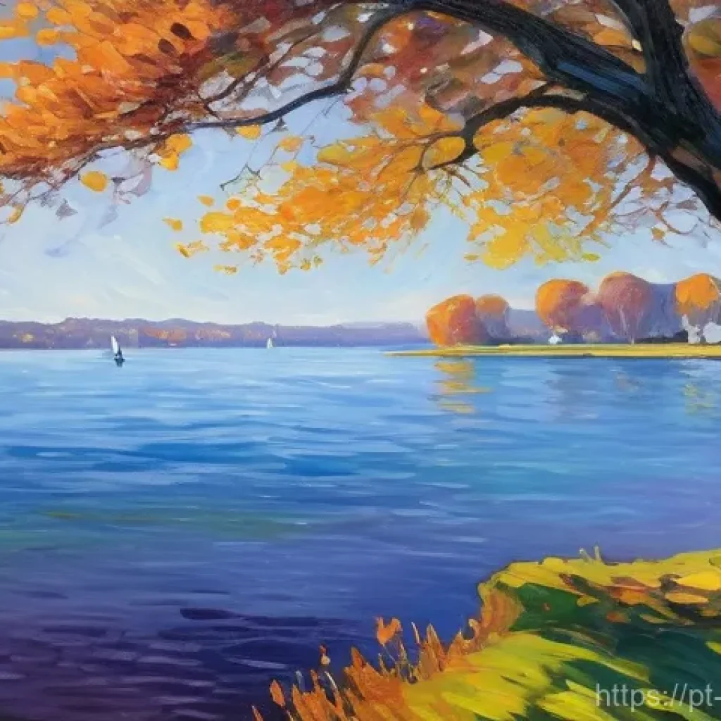 인상주의와 추상미술의 관계 - **Impressionistic Serenity by the Water:** An impressionistic painting depicting a serene park scene...