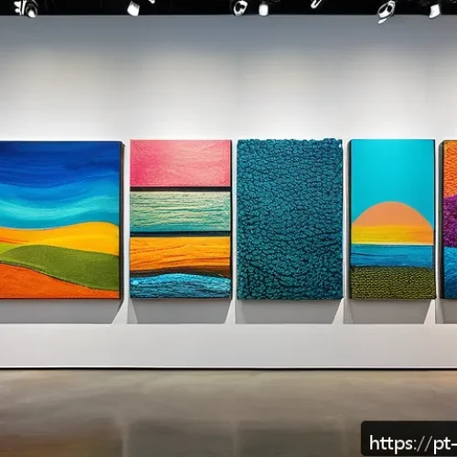 Home 31 현대 예술에서 인상주의적 기법의 재발견 - A contemporary art gallery scene showcasing a vibrant reinterpretation of impressionist color palett...