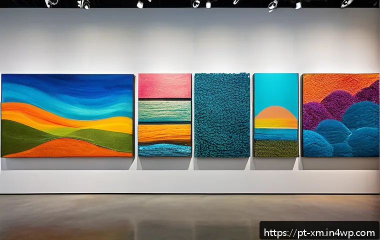 현대 예술에서 인상주의적 기법의 재발견 - A contemporary art gallery scene showcasing a vibrant reinterpretation of impressionist color palett...